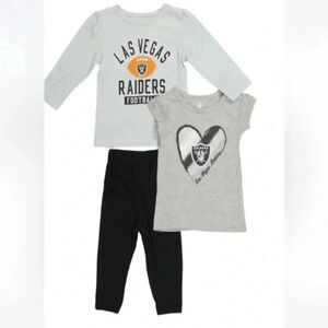 Las Vegas Raiders 12 Month Girls 3 Piece Pants Set NEW Long And Short Sleeves